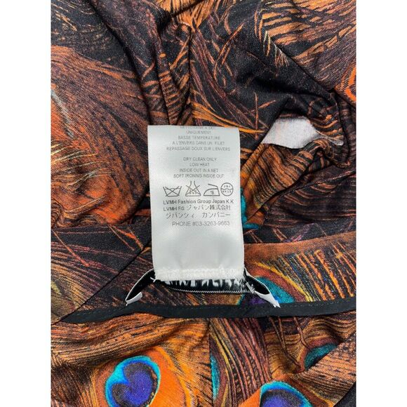 Givenchy Silk Midi Skirt Peacock Animal Print Ruffle Size 38 (6) Rare Luxury - Picture 9 of 9